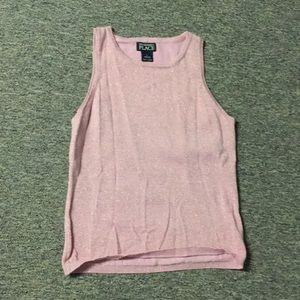 Metallic knit girls tank